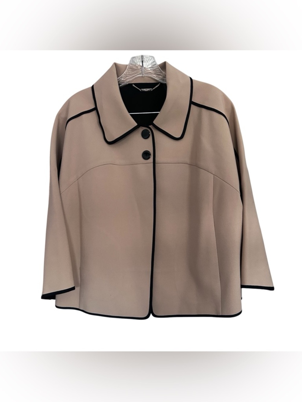 Chico’s Black Label Plus 2 Tan And Black Button Front Jacket Collared Classic